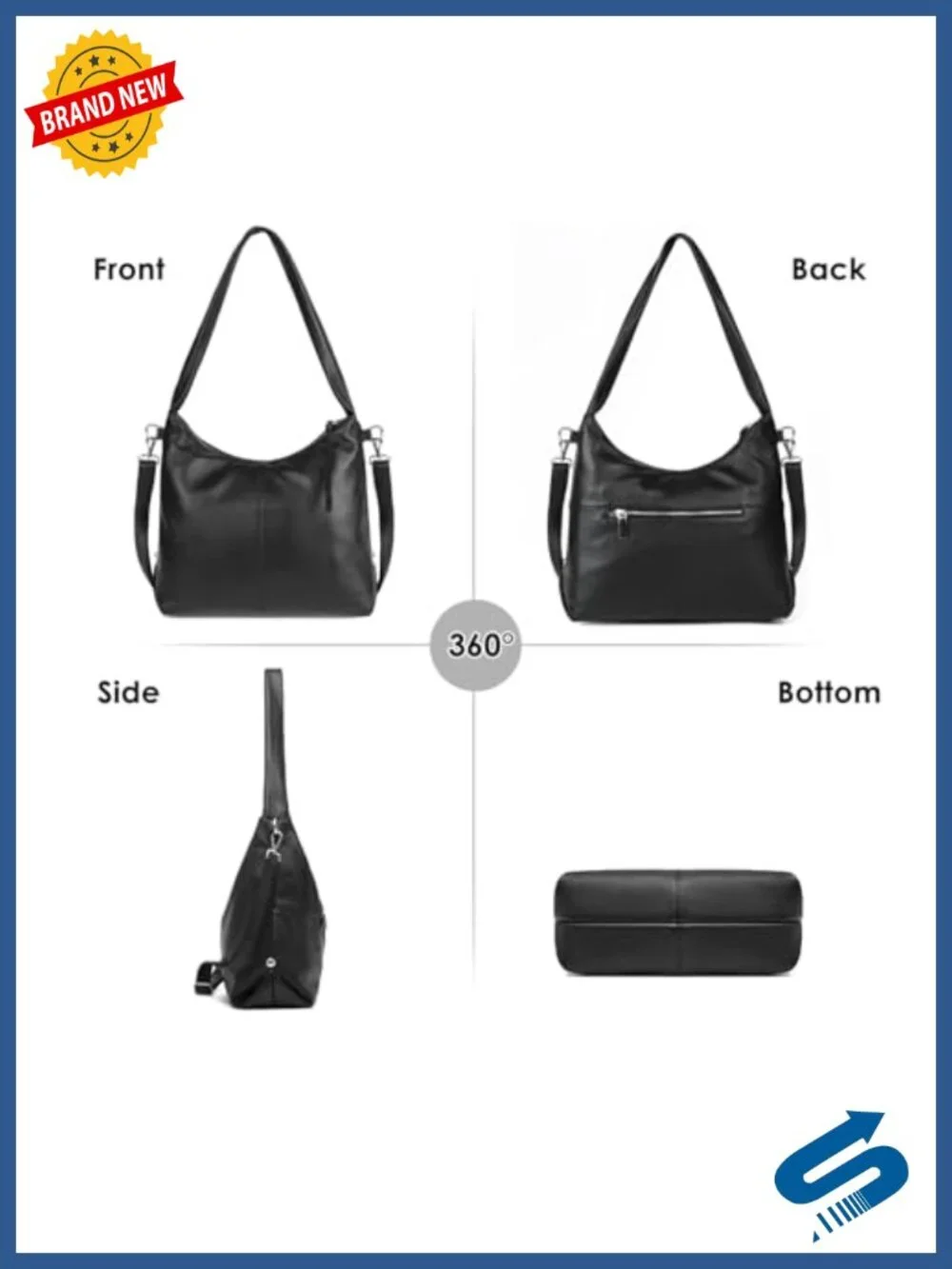 Genuine Leather Hobo Bag for Women, Large Tote with Adjustable Strap